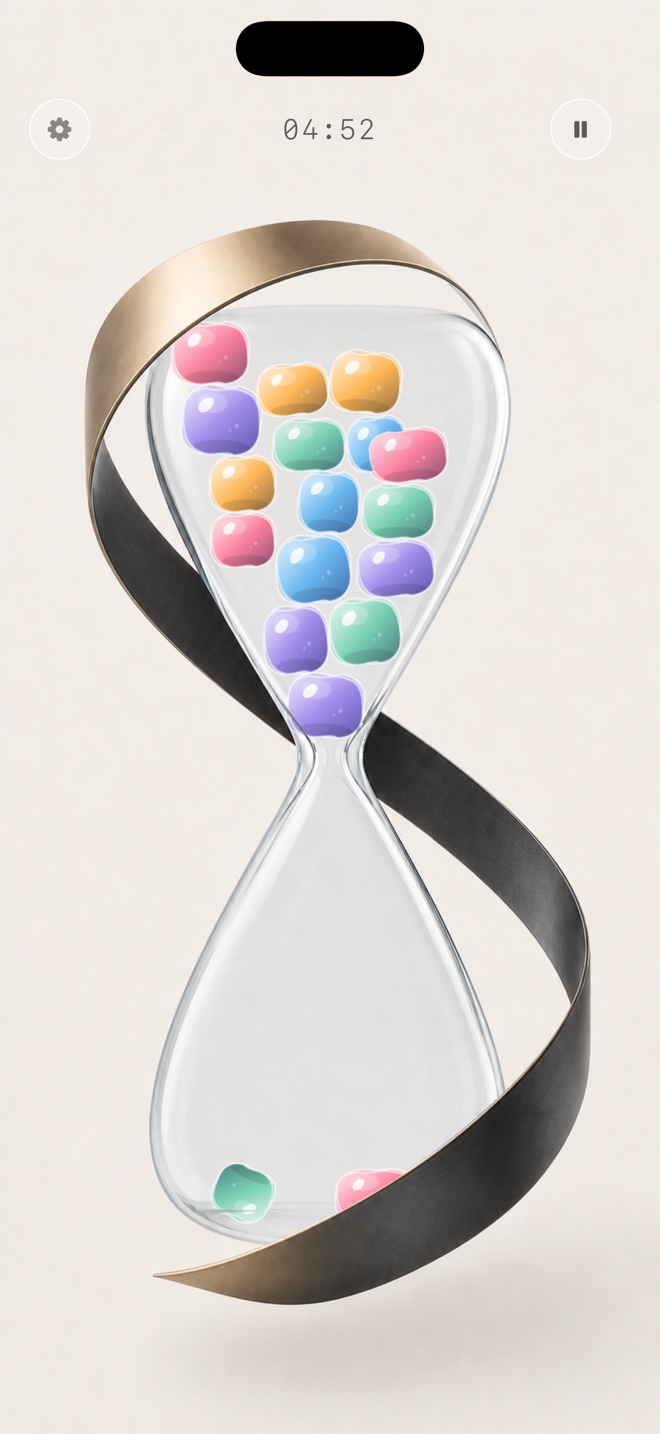 ぷにぷにゼリーが流れる砂時計の実画面